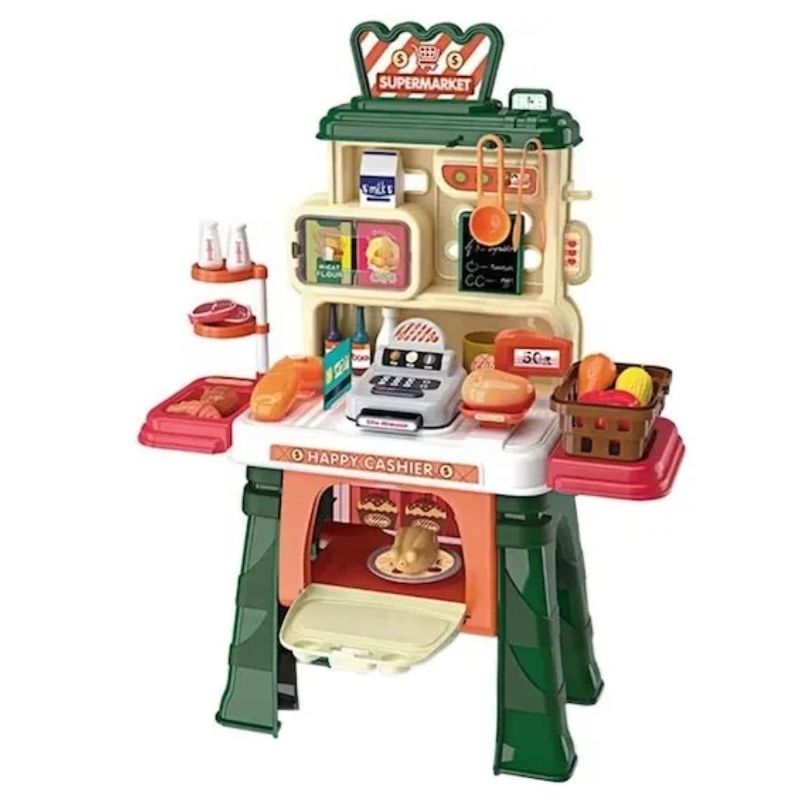GENERICO - Juguete Set Supermercado 51 Piezas Verde Infantil 65x50cm