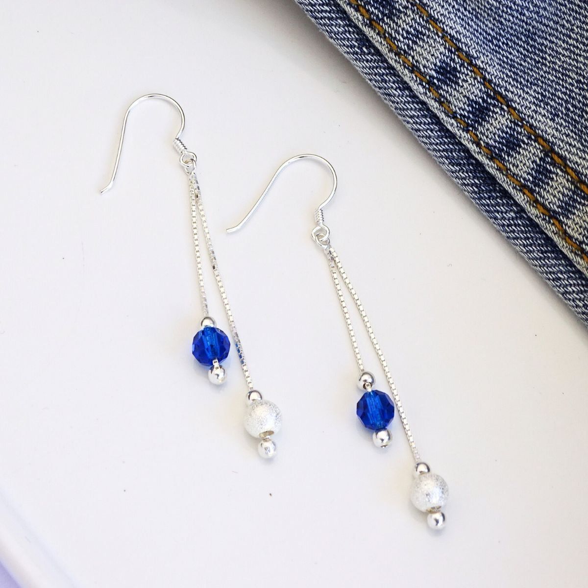 MABELITA - Aros De Plata 925 Estefania Cristales Azules