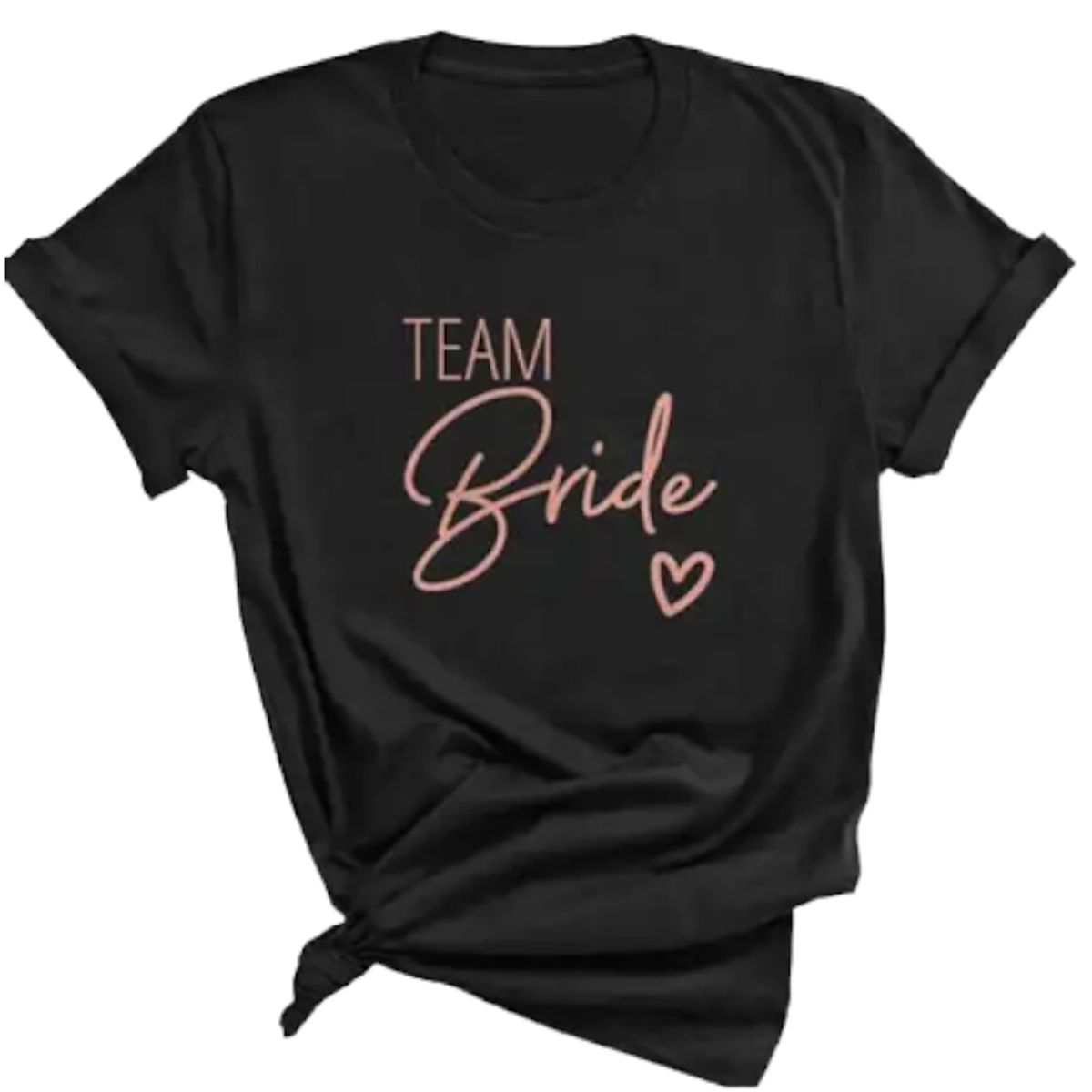 GENERICO - Polera team bride negra con letras rosadas