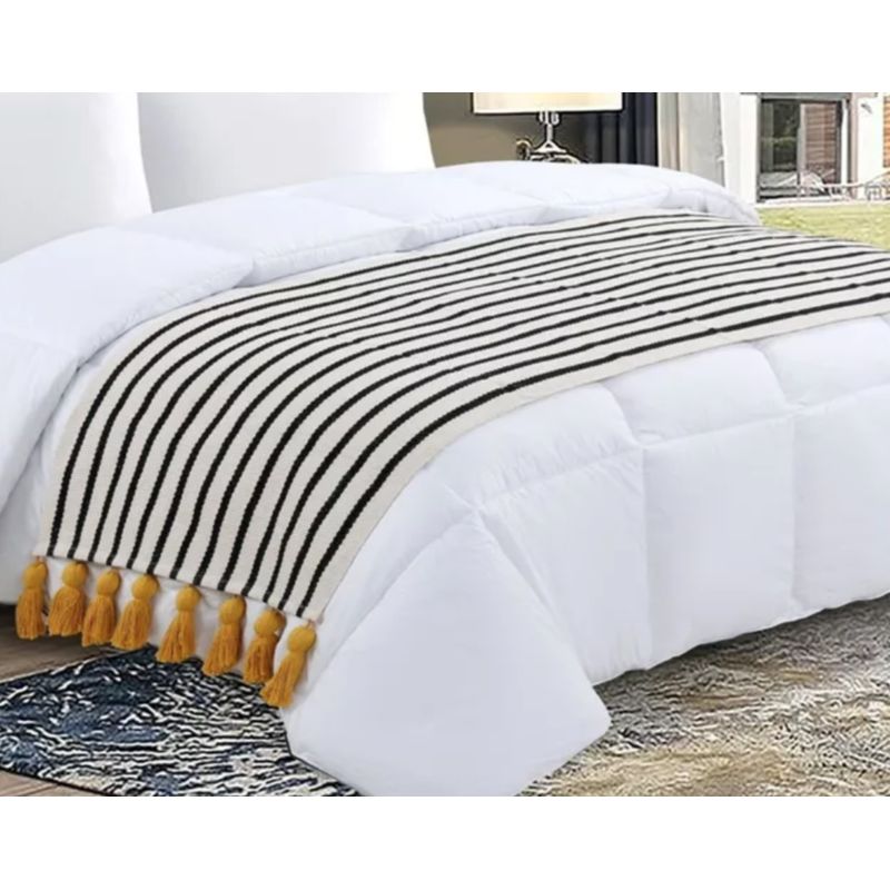 GENERICO - Piecera De Cama 2p Y King Tejidas Con Flecos 21070 Cms