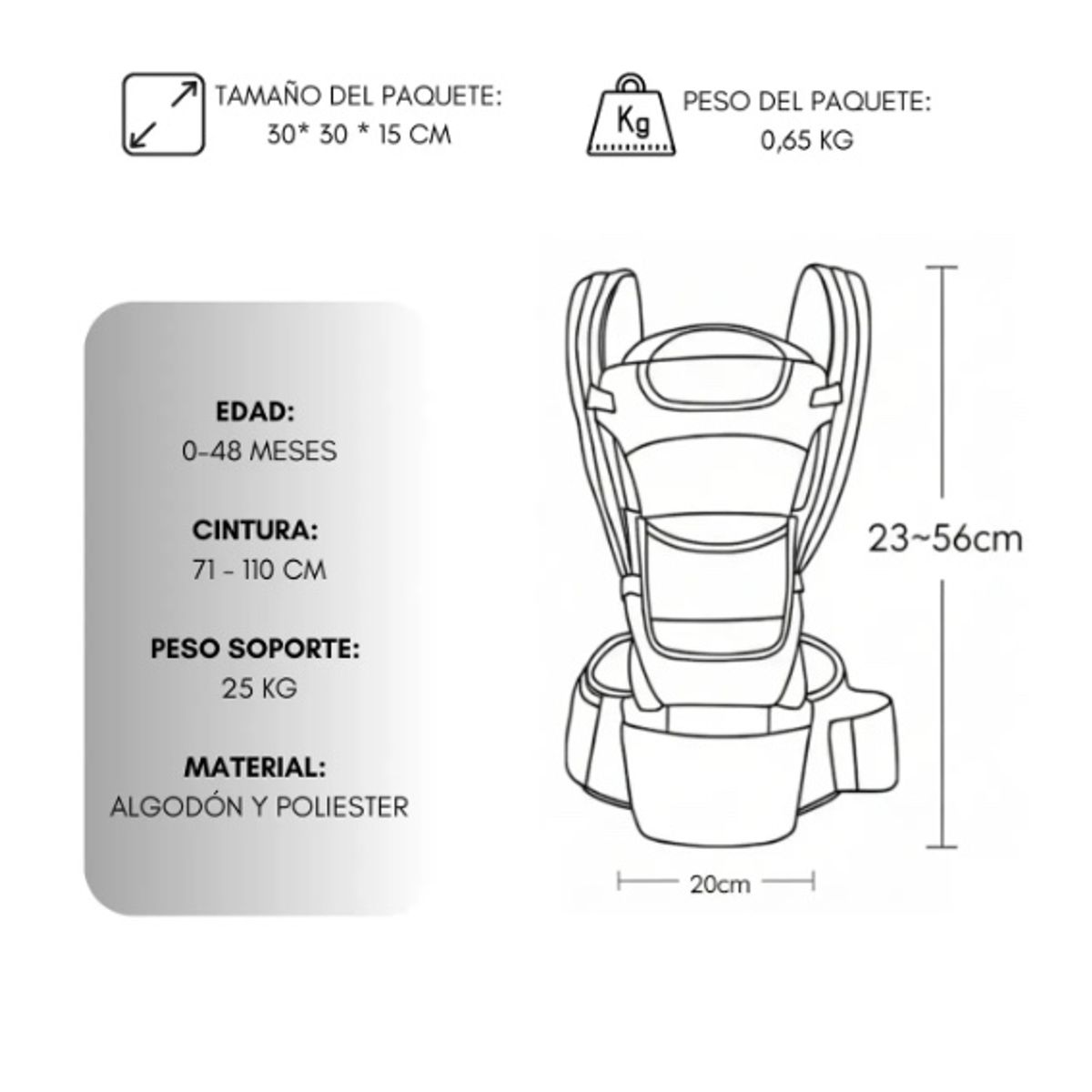 GENERICO - Mochila Porta Bebes Ergonómica