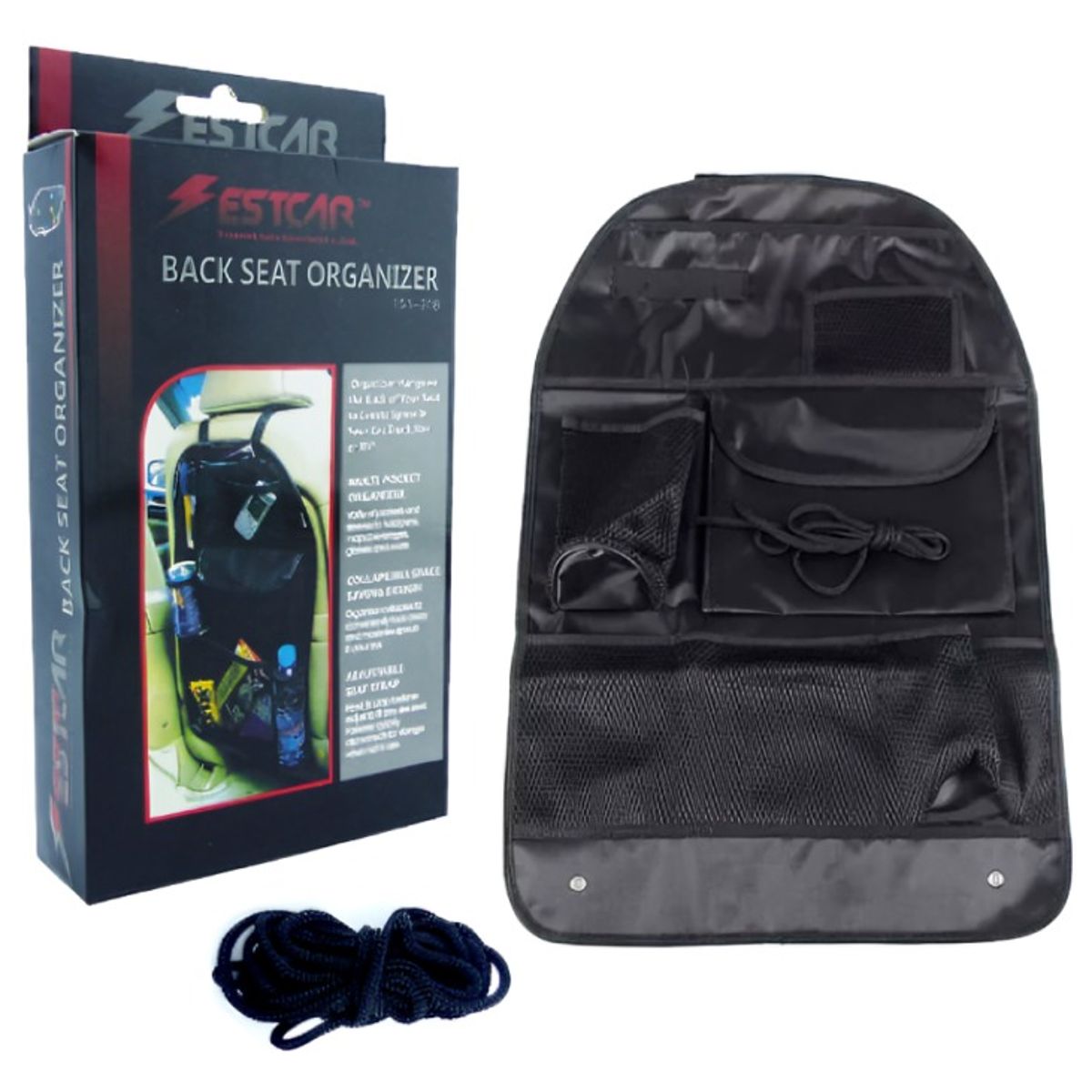 OEM - ORGANIZADOR PARA RESPALDO ASIENTO AUTO ESTCAR NEGRO