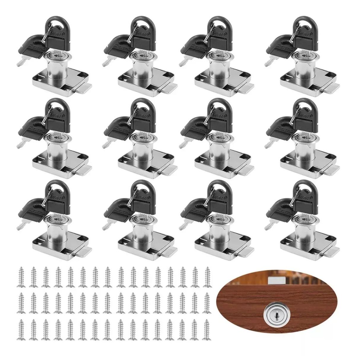 KUANGYE - 12pcs Cerradura Chapa Para Muebles Cajones Closet Con Llaves
