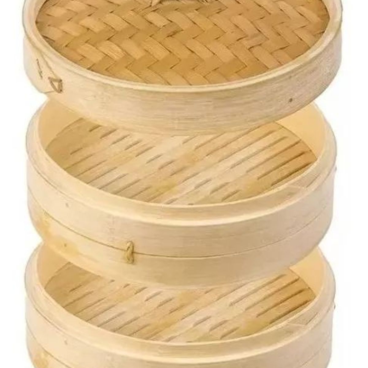 KUANGYE - Olla Vaporera De Bambú 2 Niveles Cocina A Vapor Bambu 24cm