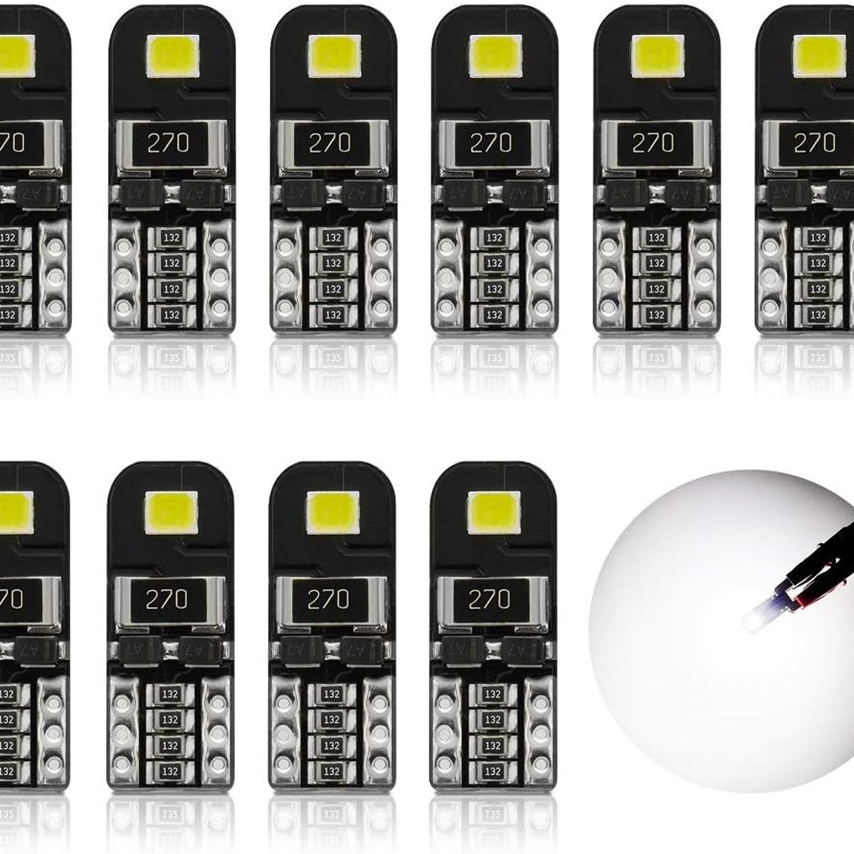 KUANGYE - Kit 10 Luces Led T10 Cola De Pescado Miniatura