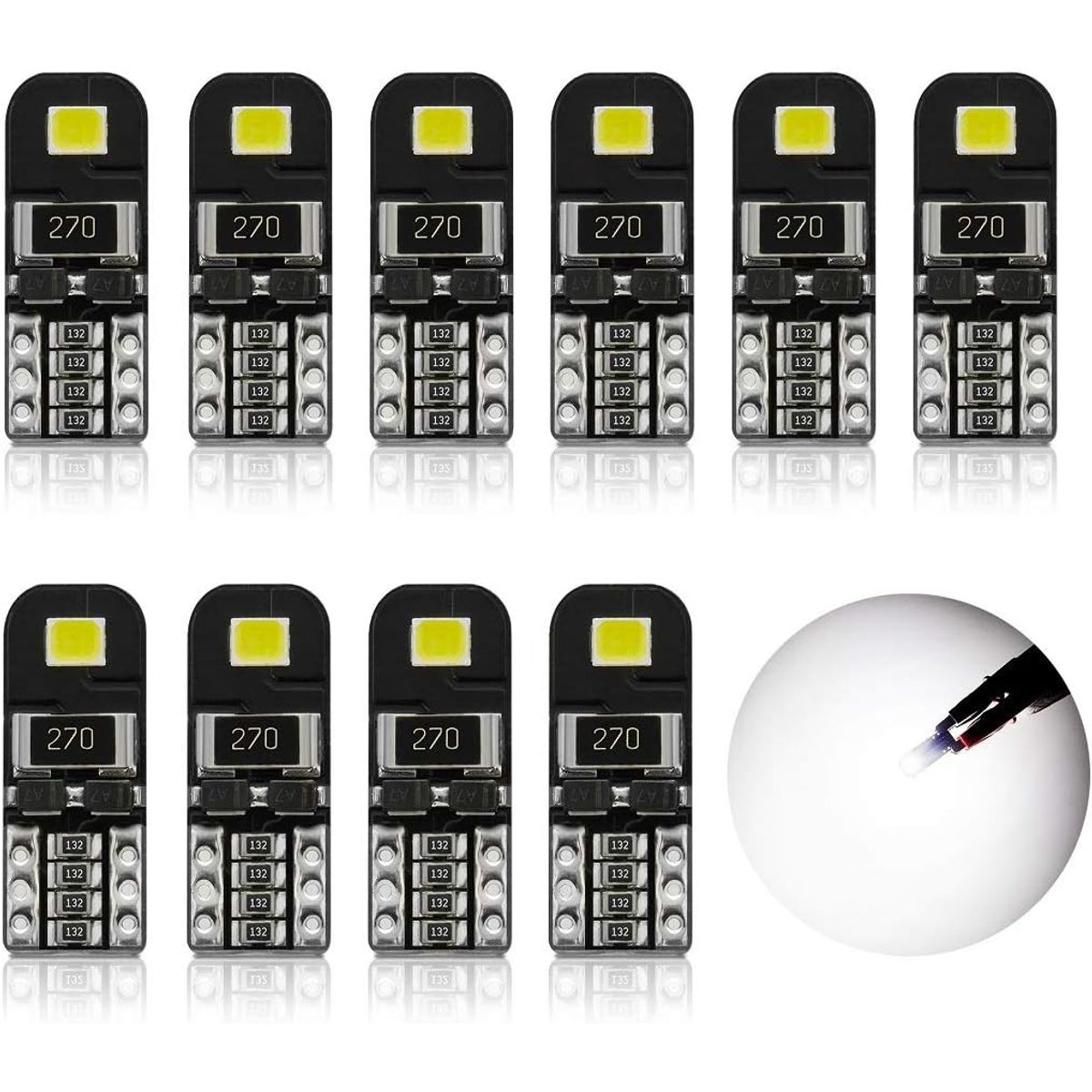 KUANGYE - Kit 10 Luces Led T10 Cola De Pescado Miniatura