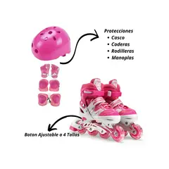 GENERICO - Patines Lineales Mas Protecciones Ajustables Talla M