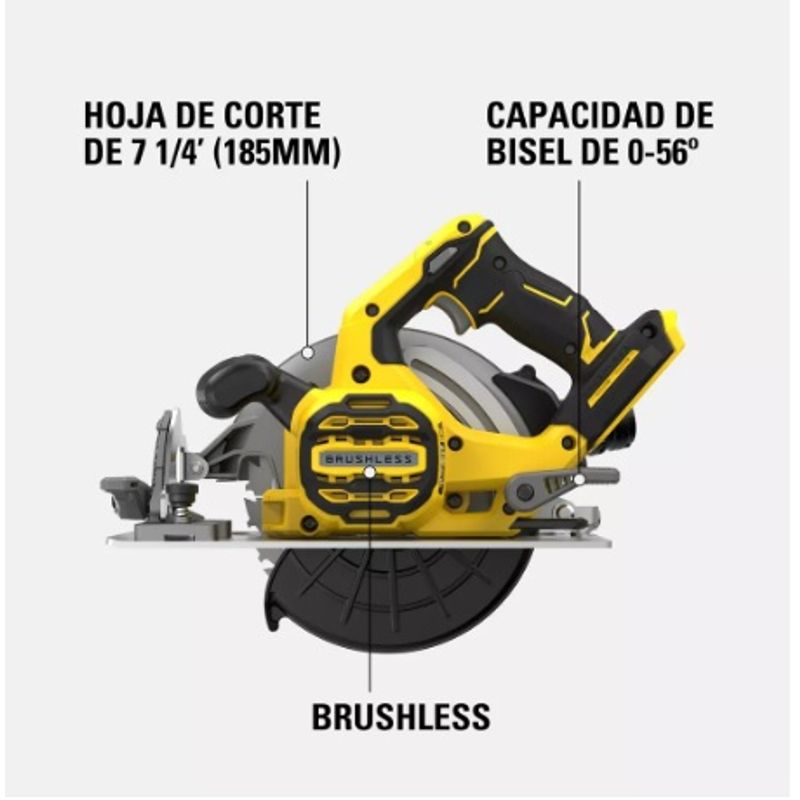 STANLEY - Sierra Circular 7-14 Inala 20v Stanley Sbc550 Sin baterias