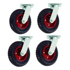 LISM - Set 4 Ruedas Carro Macizas Industrial Base 8 Pulgadas 329013