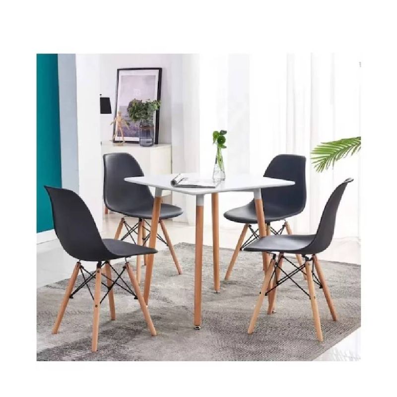 GENERICO - Comedor Eames blanco 4P Sillas Eames Negras