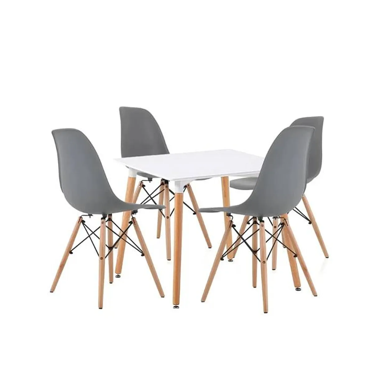 MOAD - Comedor Eames blanco 4P Sillas Eames Grises