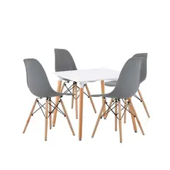 MOAD - Comedor Eames blanco 4P Sillas Eames Grises