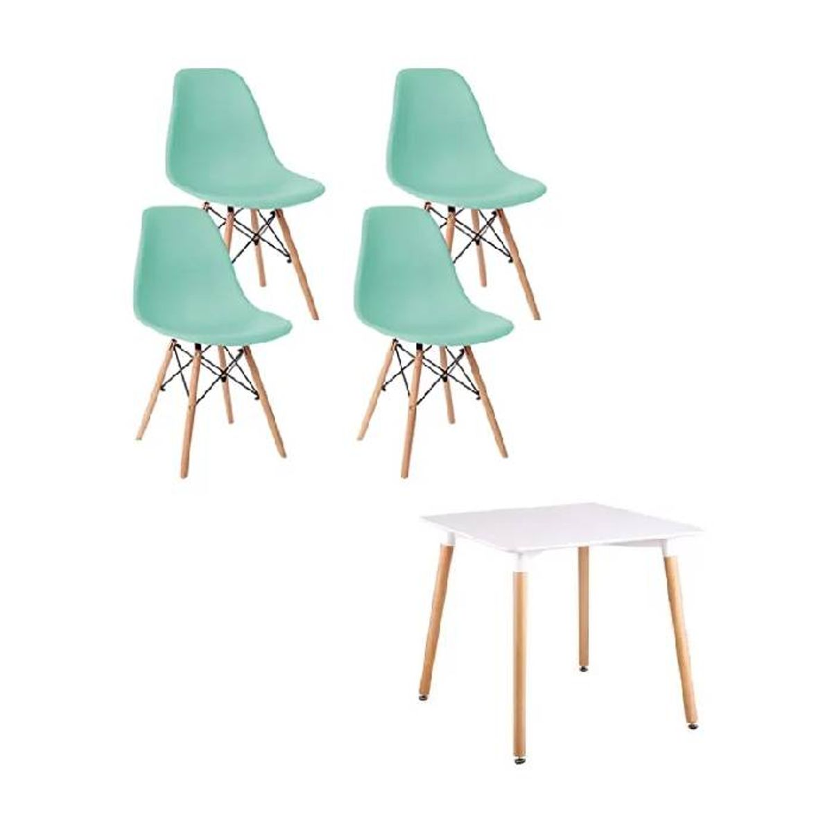 MOAD - Comedor Eames blanco 4P Sillas Eames Menta