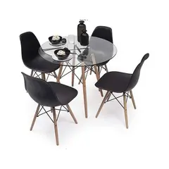GENERICO - Comedor Eames Round 4P Sillas Eames Negro