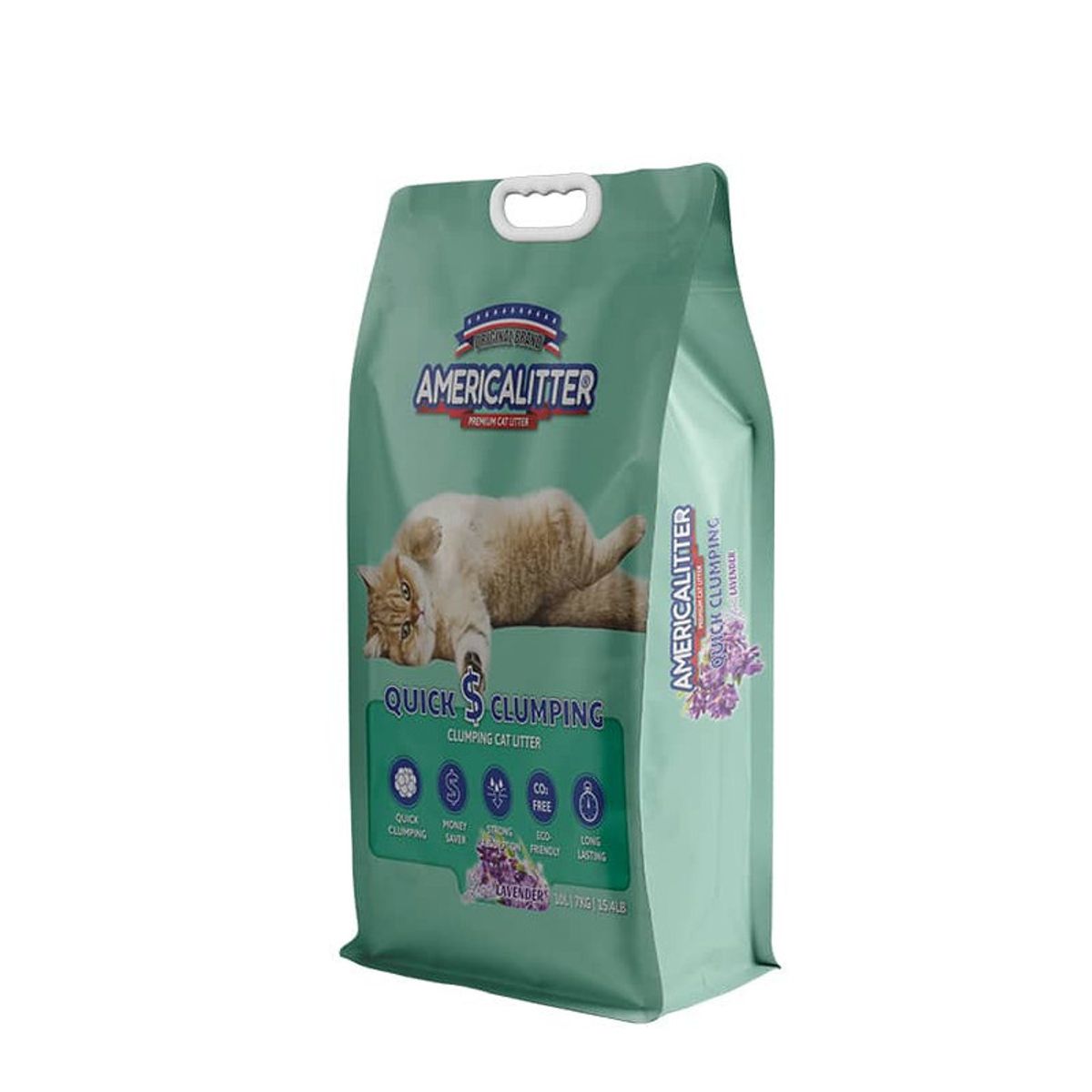 AMERICA LITTER - America Litter Quick Clumping, lavanda, bolsa 7 kg