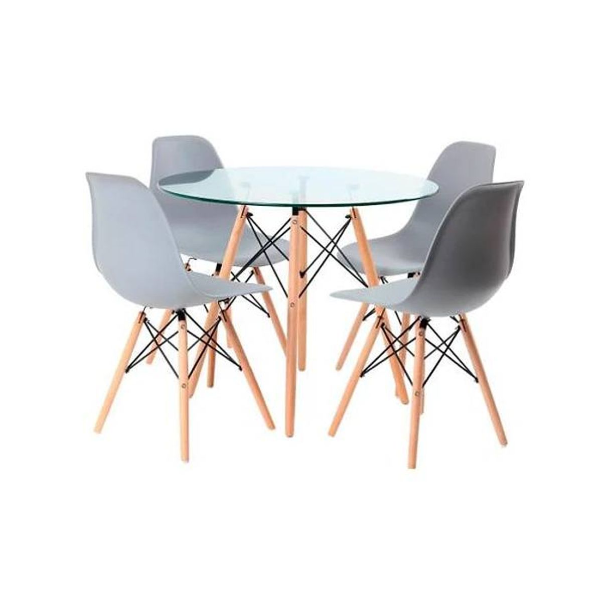 MOAD - Comedor Eames Round 4P Sillas Eames Gris