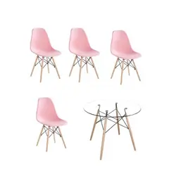 MOAD - Comedor Eames Round 4P Sillas Eames Rosa