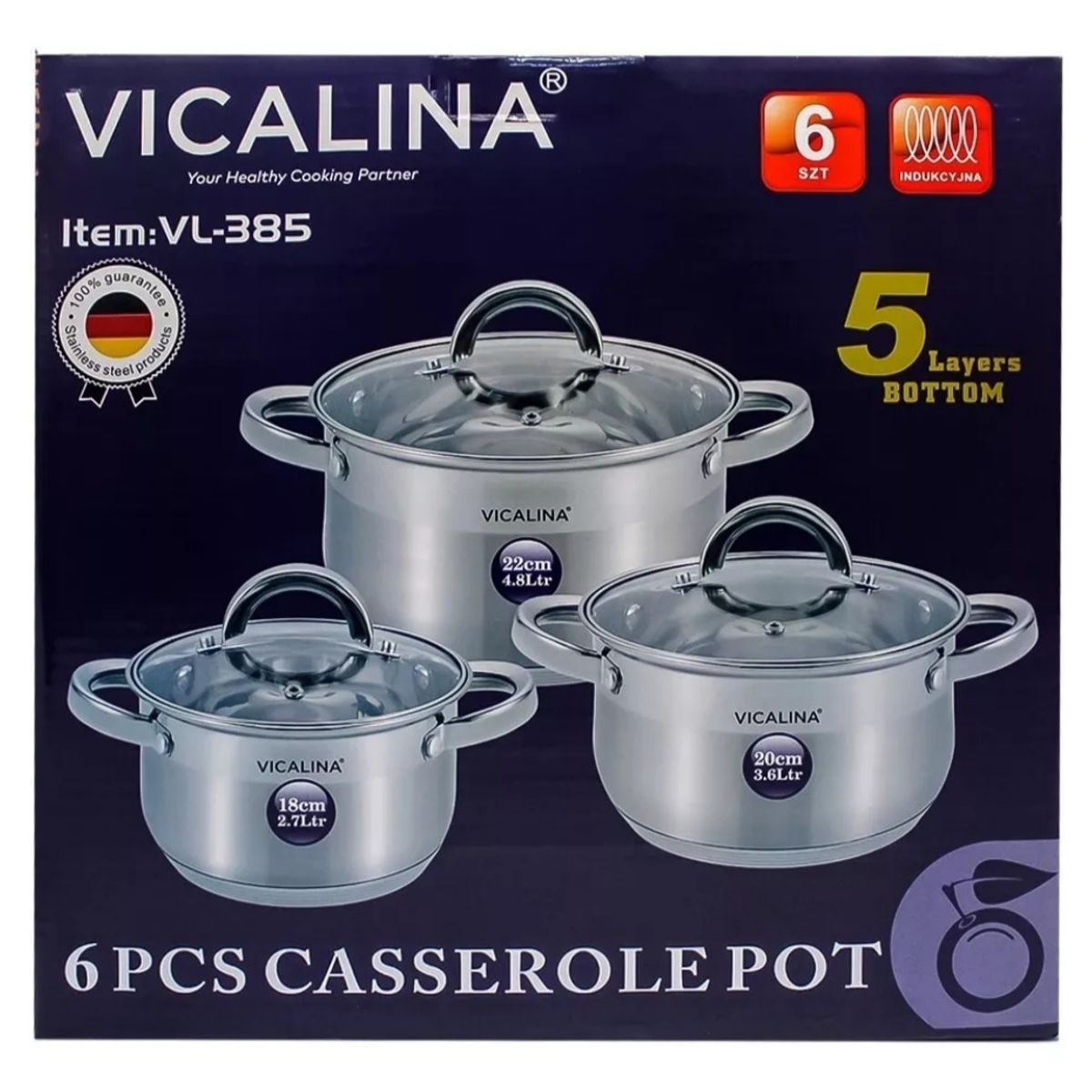 GENERICO - SET OLLAS BATERIA DE COCINA 6 PIEZAS VICALINA VL-485