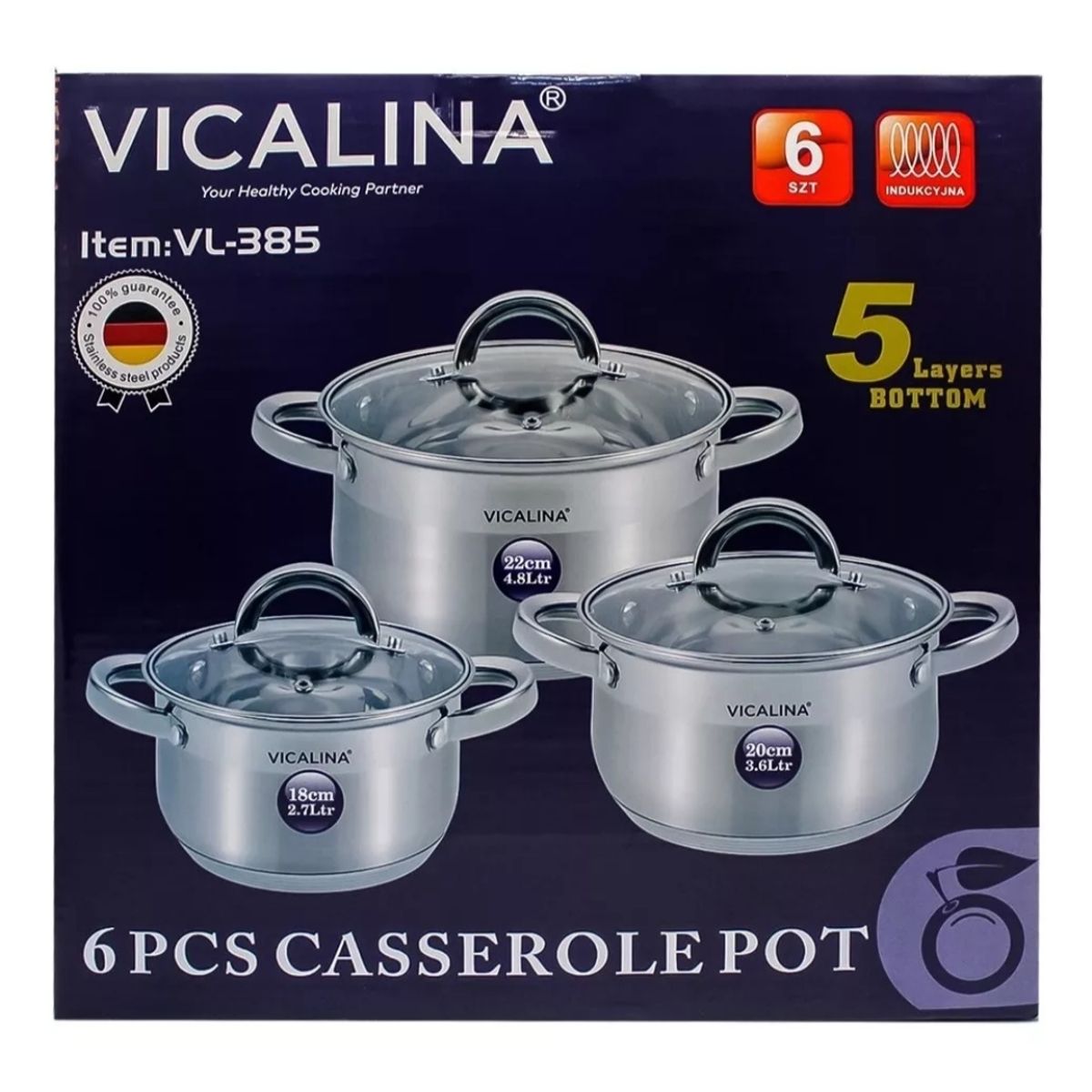 GENERICO - SET OLLAS BATERIA DE COCINA 6 PIEZAS VICALINA VL-485