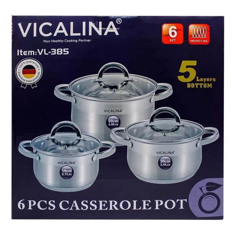 GENERICO - SET OLLAS BATERIA DE COCINA 6 PIEZAS VICALINA VL-485