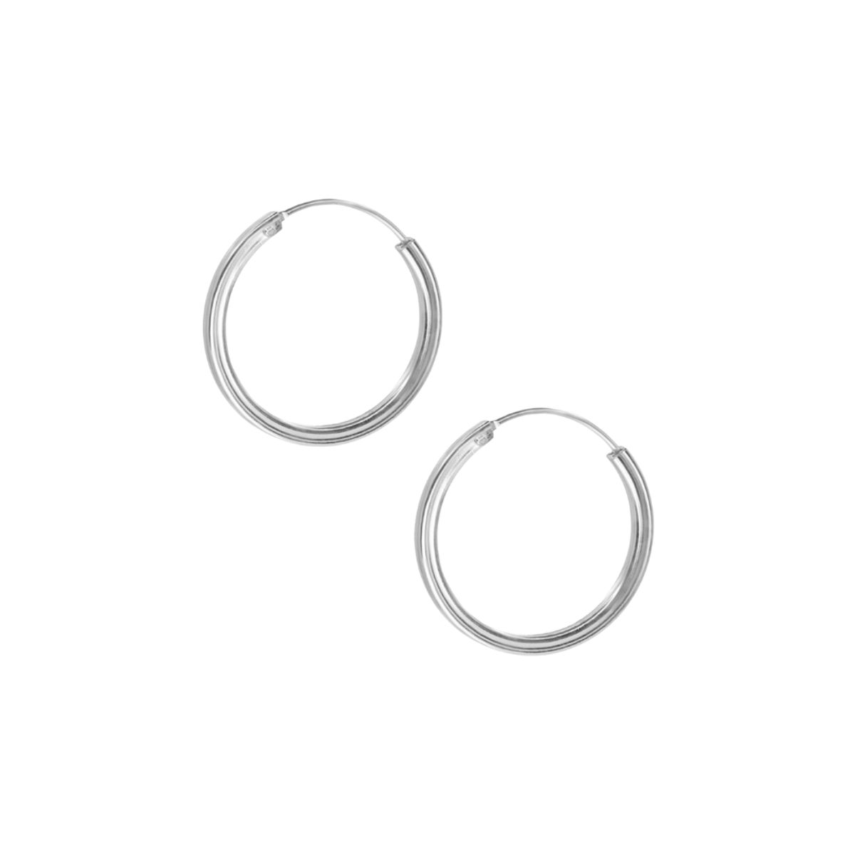 GENERICO - Aros de Plata Argollas Lisas Con Borde Cuadrado