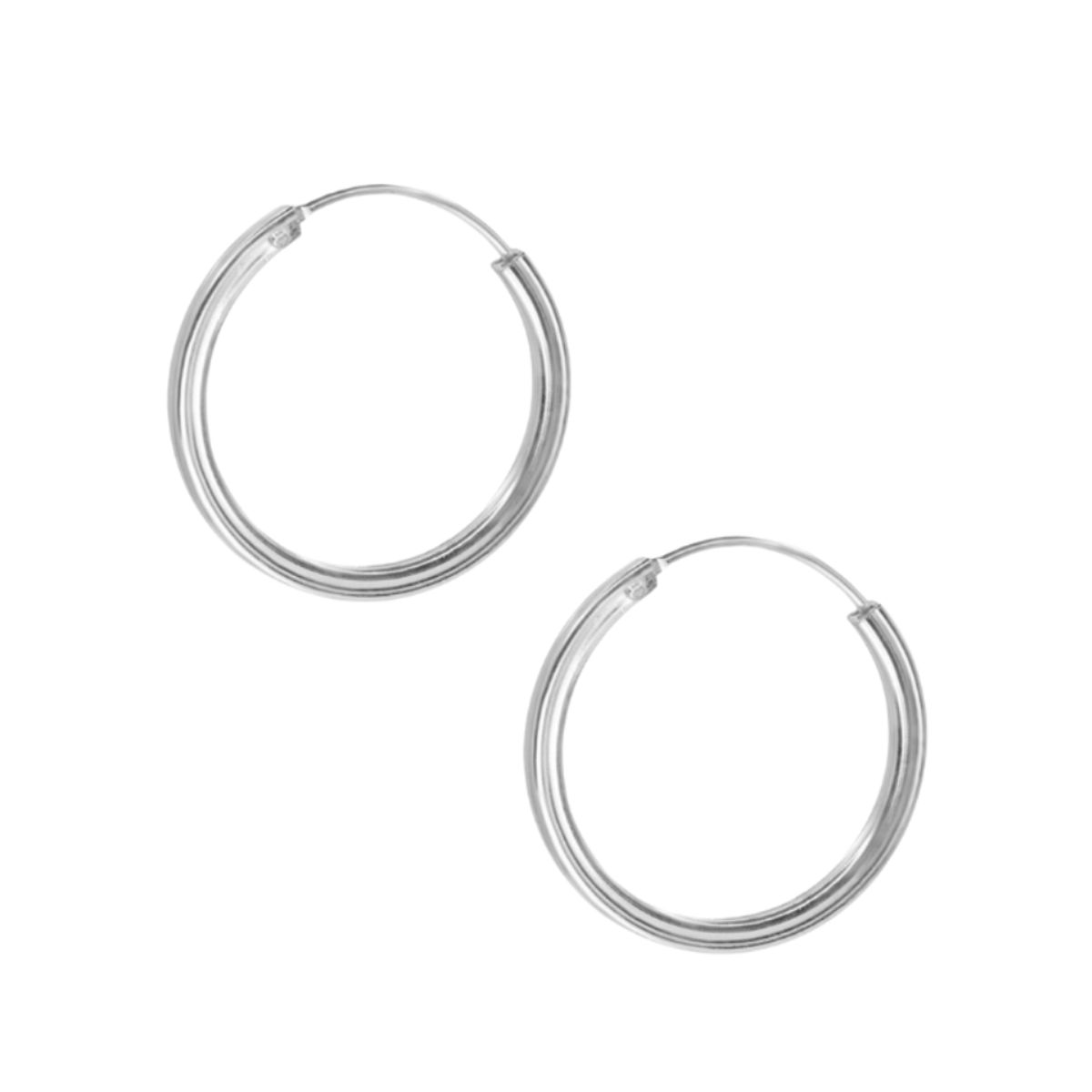 GENERICO - Aros de Plata Argollas Lisas Con Borde Cuadrado