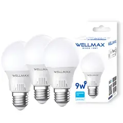 WELLMAX - Pack de 3 Ampolletas E-27 9W Luz Fria Led Samsung