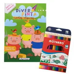 GENERICO - Libro para colorear - Diverpinta - Cuentos ClásicosPapel Premium +18 lápices