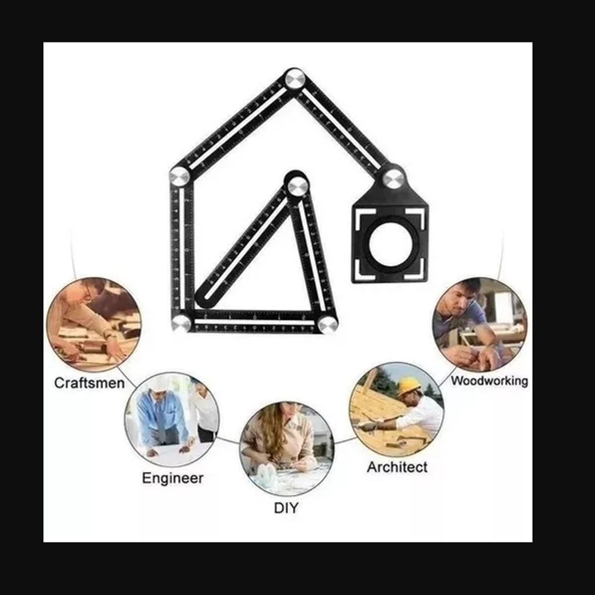 GENERICO - Escuadra Plegable Profesional Aluminio Orificios Cerámica