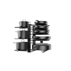 GENERICO - Organizador Estante Multiuso Cocina Platos Ollas 8 Niveles Black