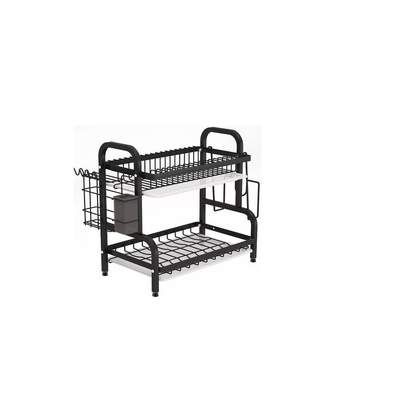 GENERICO - Secador Escurridor De Loza Platos 2 Niveles Black