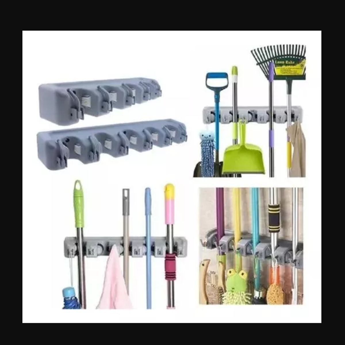 GENERICO - Colgador De Escobas Y Utiles De Aseo Con Ganchos Organizador
