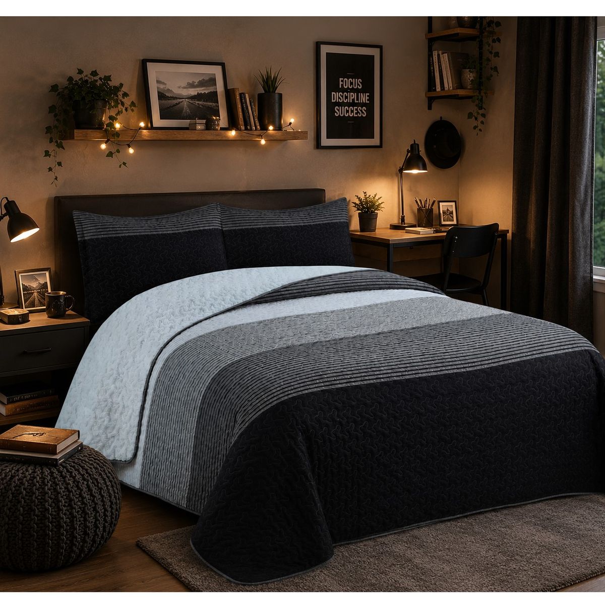 COMPRAPO - Cubrecama Quilt Juvenil Sherpa 2 Pzas. Modelo Grafitos + 2 Fundas