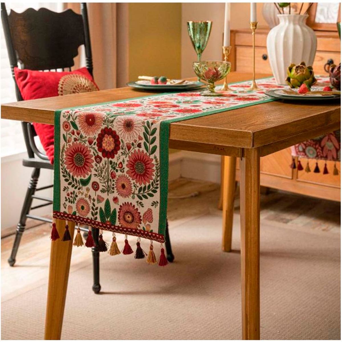 GENERICO - Camino de mesa Algodón de Lino 180x35cm