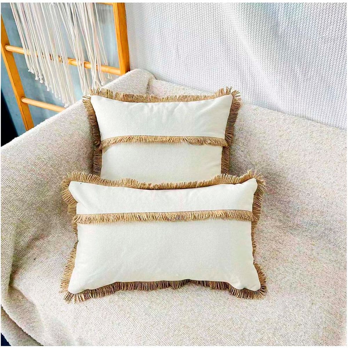 GENERICO - Pack de Funda De Cojin de Lino y Yute tejido 45x45 Cm