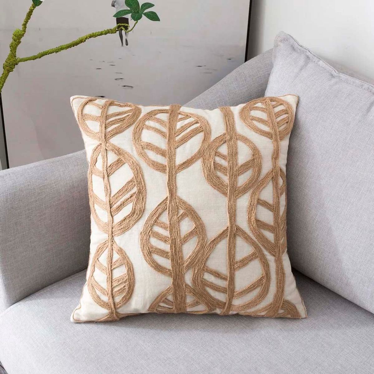 GENERICO - Pack de 02 Fundas De Cojin con detalles en yute 45x45 Cm
