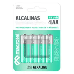 MACROTEL - Pack 4 Pilas AA Alcalinas