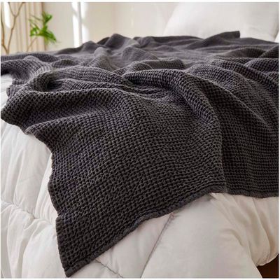 Imagen 2 del producto Manta De Algodon Gofre 205 X155cms Grafito.