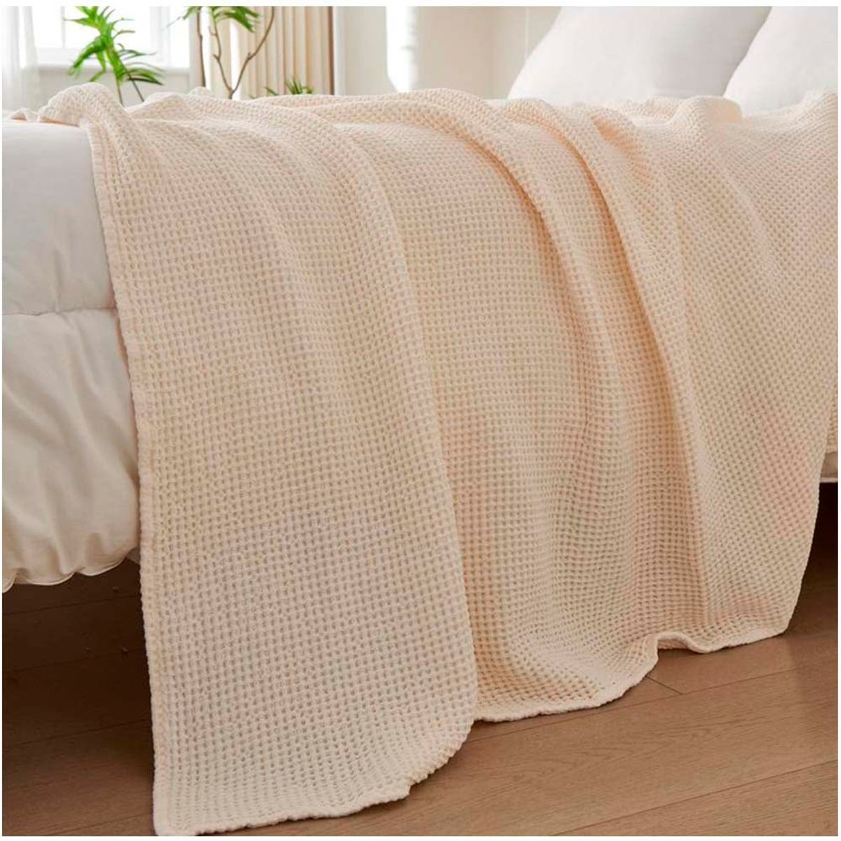 GENERICO - Manta De Algodon Gofre 205 X155cms Beige.