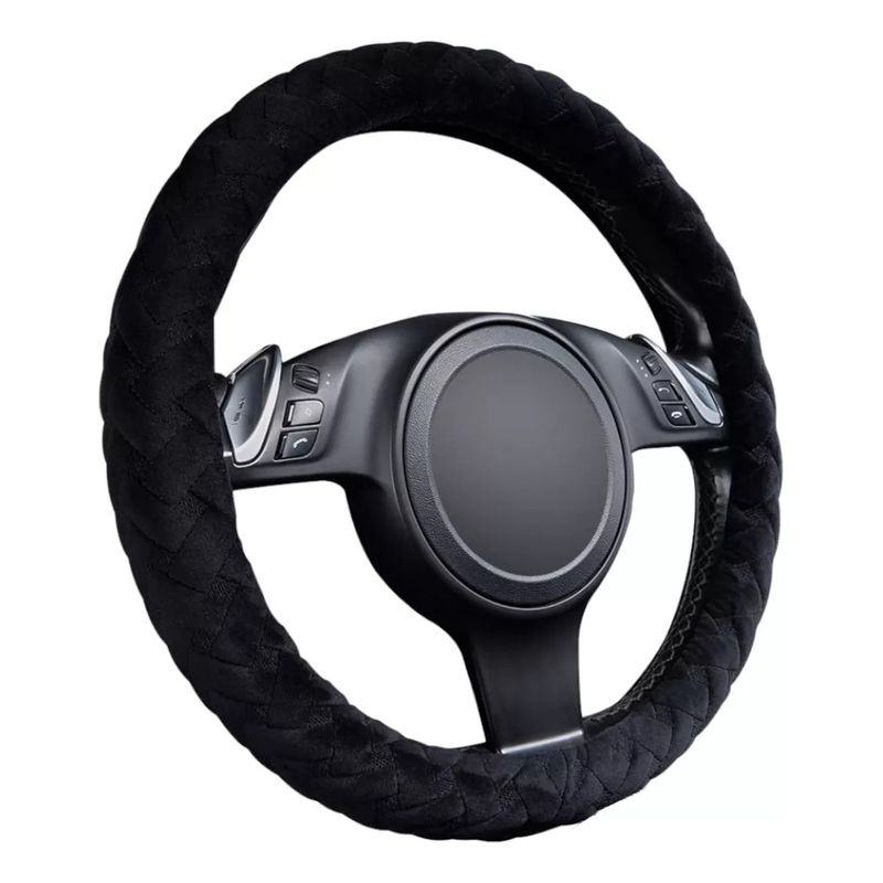 GENERICO - Cubre Volante Peludo Felpa Suave Diseño Auto 38cm Universal