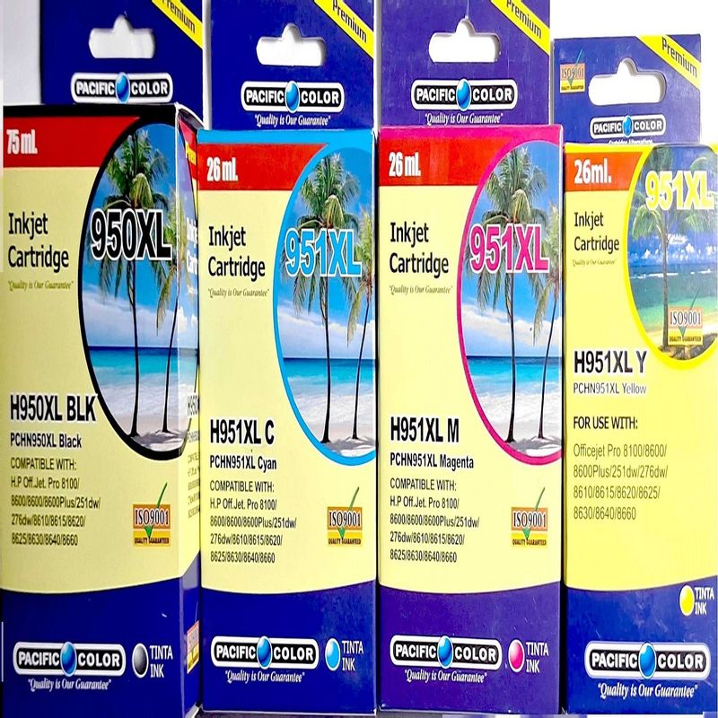 PACIFIC COLOR - Pack de tintas alternativas para HP XL 950 951