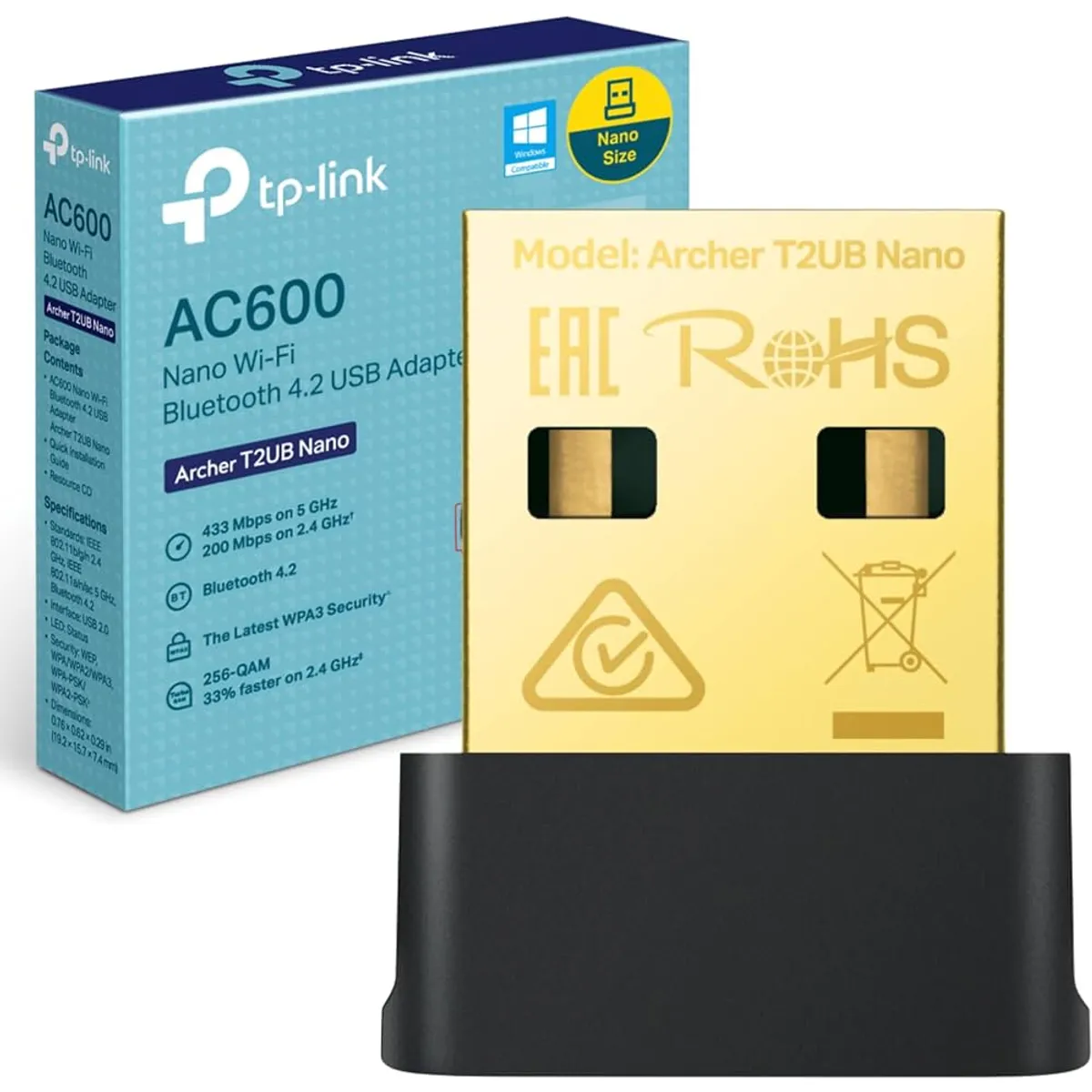 TP LINK - Adaptador USB AC600 Nano Wi-Fi Con Bluetooth 4.2 TP-LINK Archer T2UB