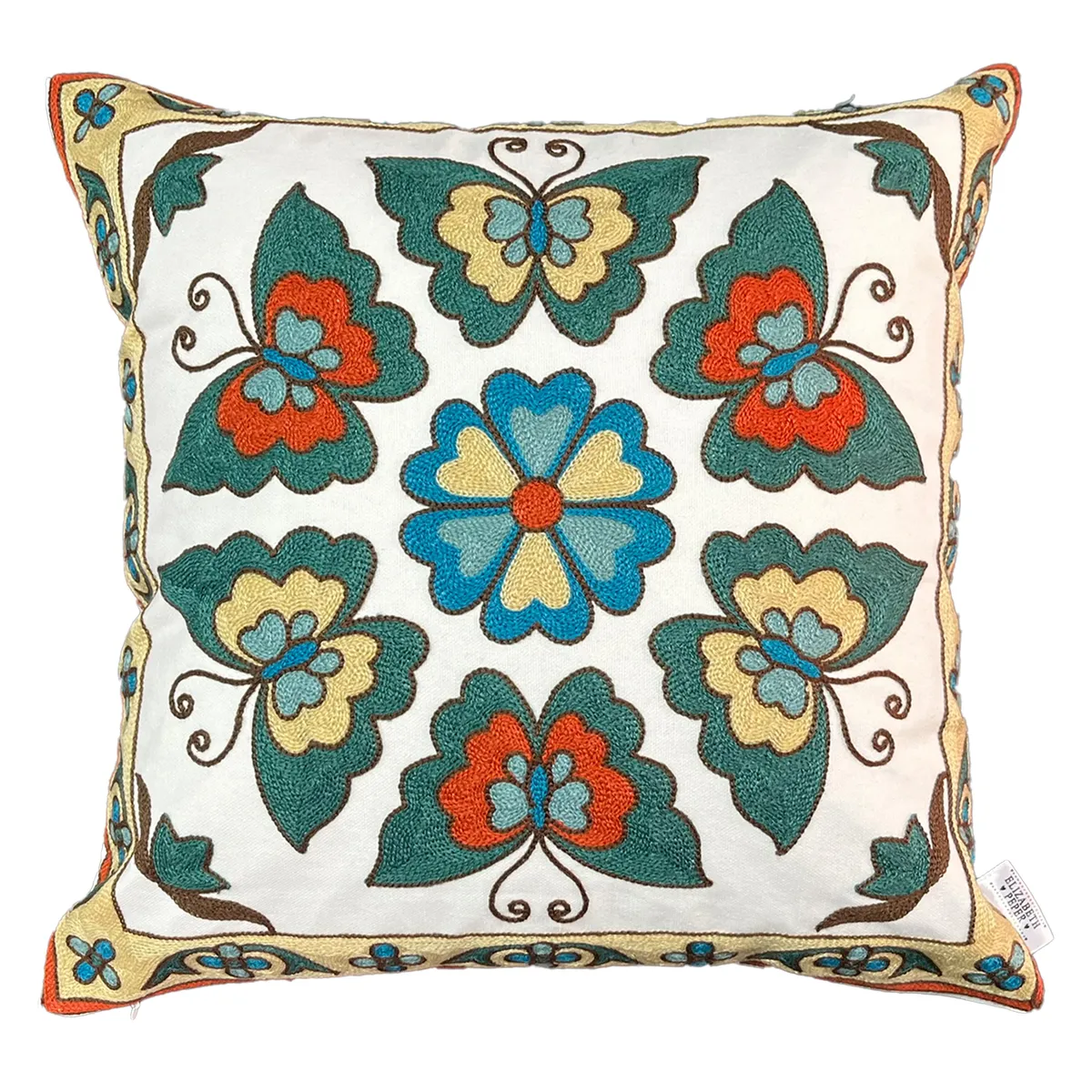 ELIZABETH PEPER - Cojin Decorativo Diseño Mariposas Turquesa 45x45 Relleno