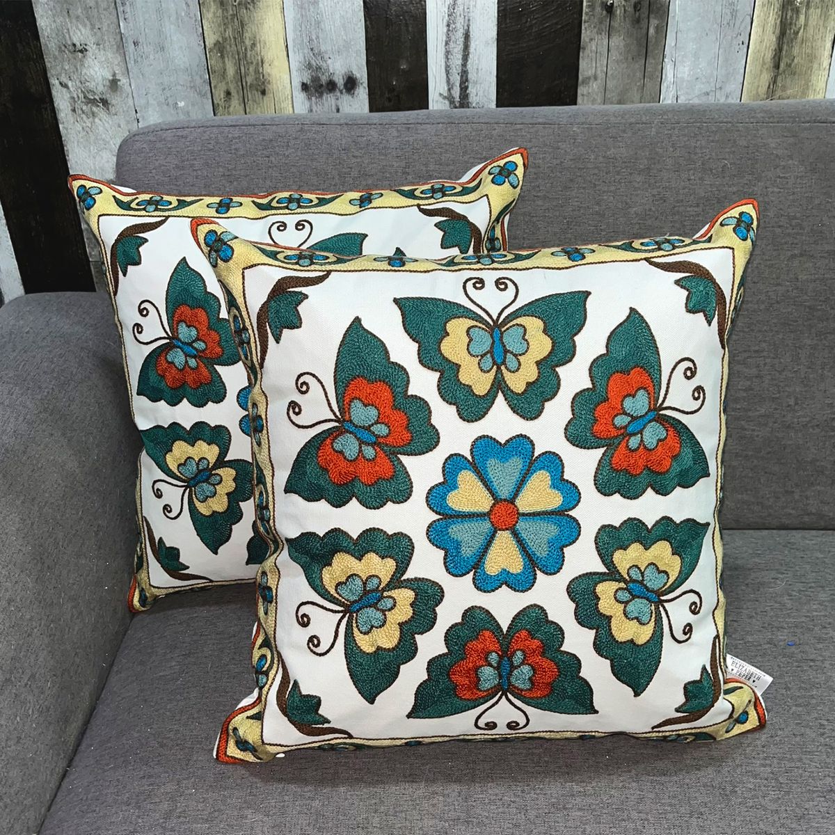 ELIZABETH PEPER - Funda Cojin Decorativo Diseño Mariposas Turquesa 45x45