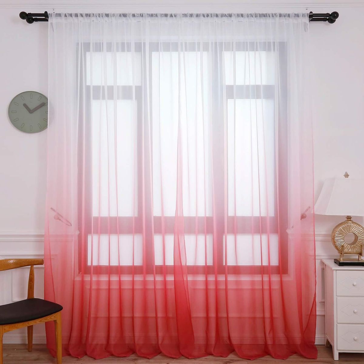 GENERICO - Pack de Visillo degrade 140x220 cm Burdeo