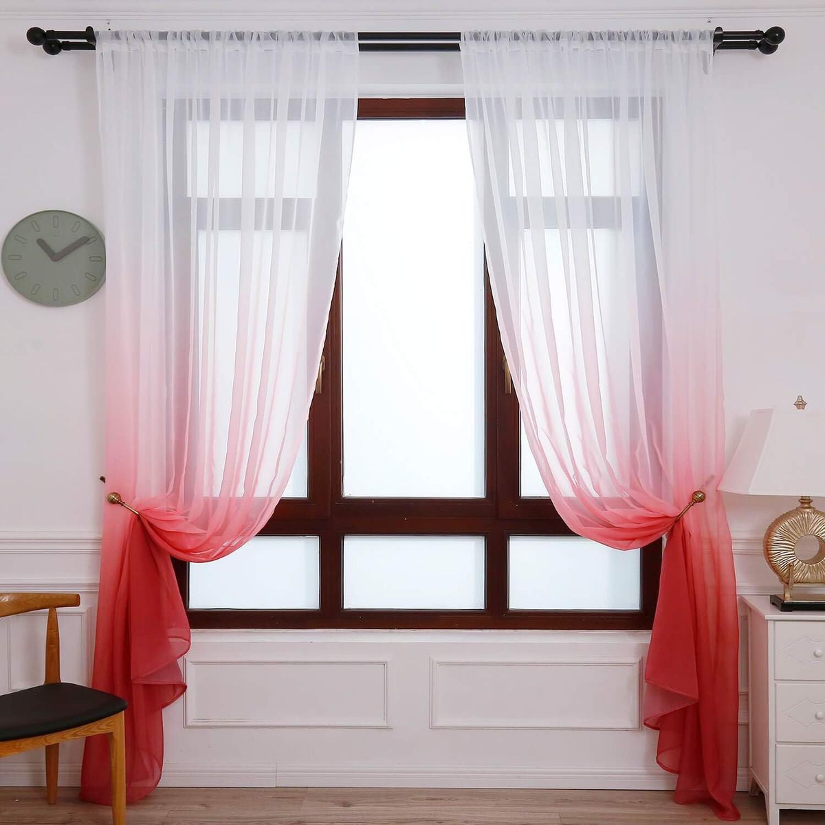 GENERICO - Pack de Visillo degrade 140x220 cm Burdeo