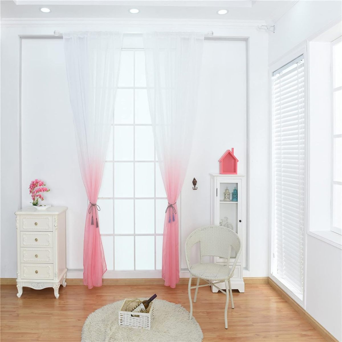 GENERICO - Pack de Visillo degrade 140x220 cm Rosado