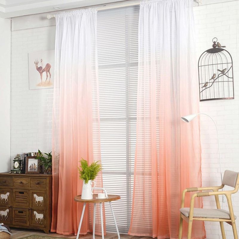 GENERICO - Pack de Visillo degrade 140x220 cm Salmon