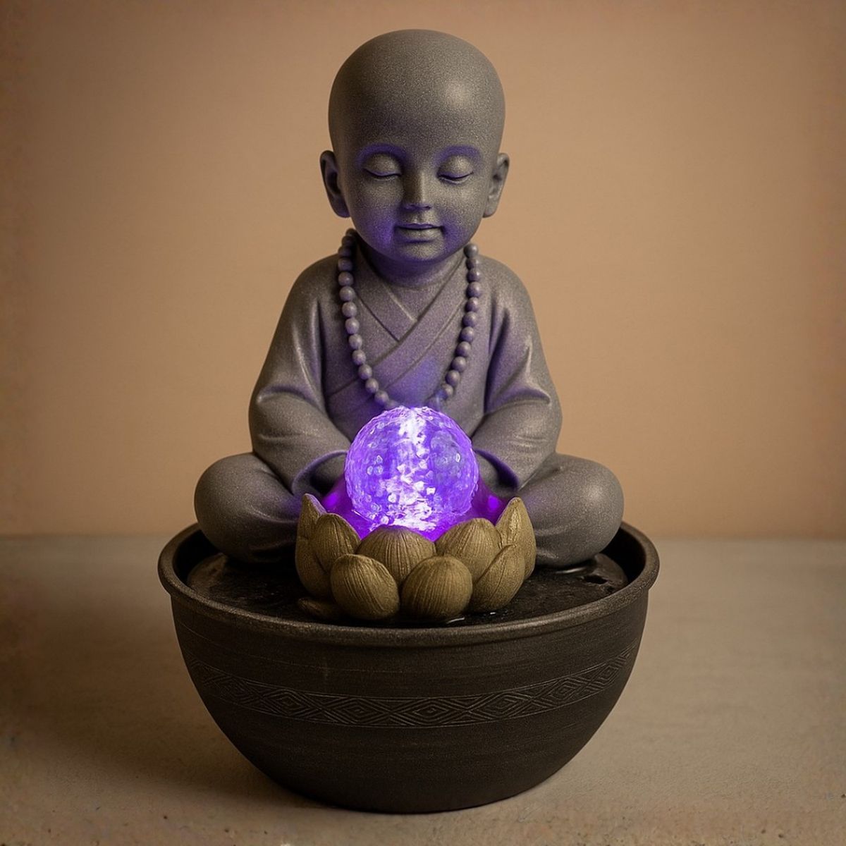 GENERICO - Estatua Figura De Buda Gris Decorativa Buda Fuente De Agua
