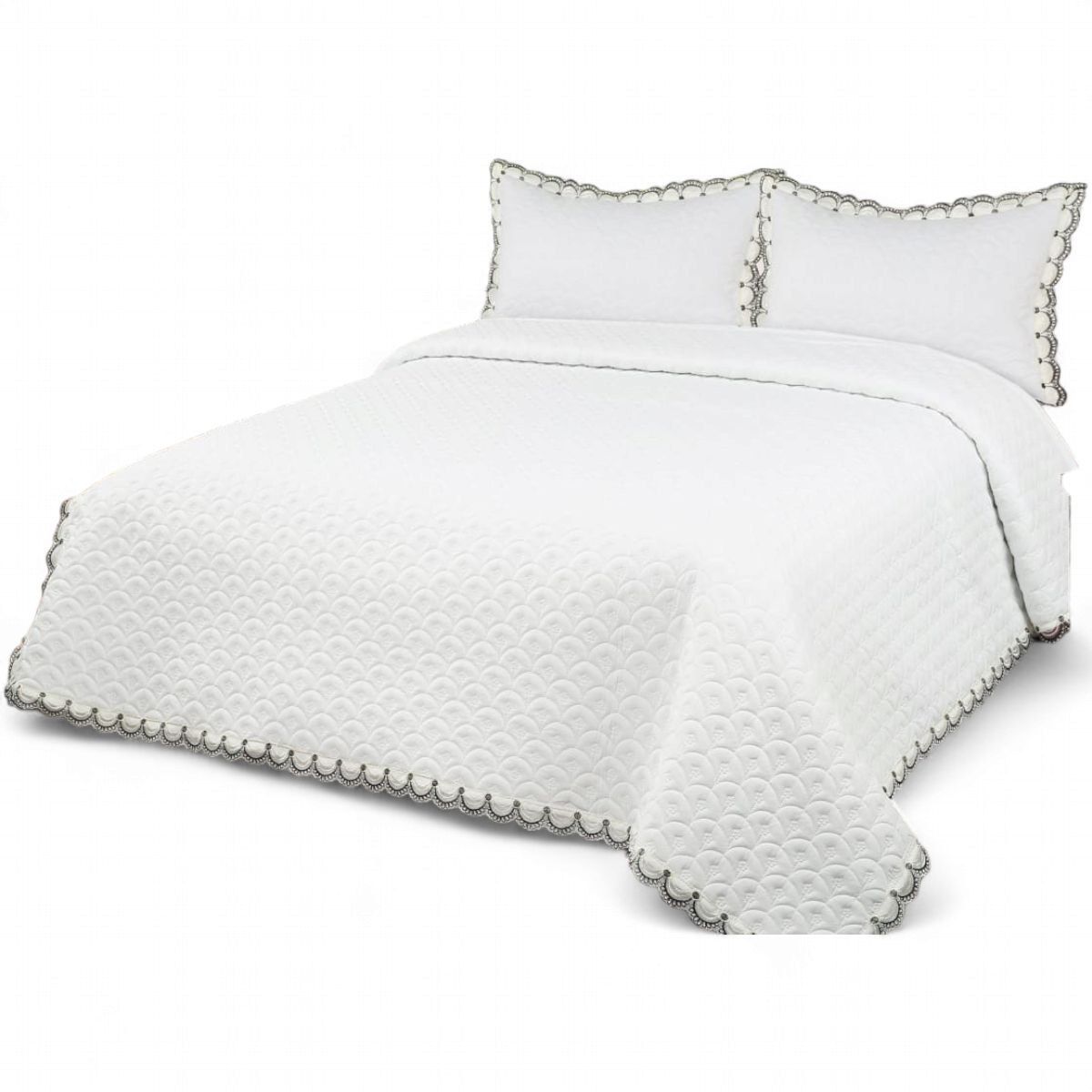 GENERICO - Quilt Bordado Cobertor De Verano 2 Plazas Color Blanco
